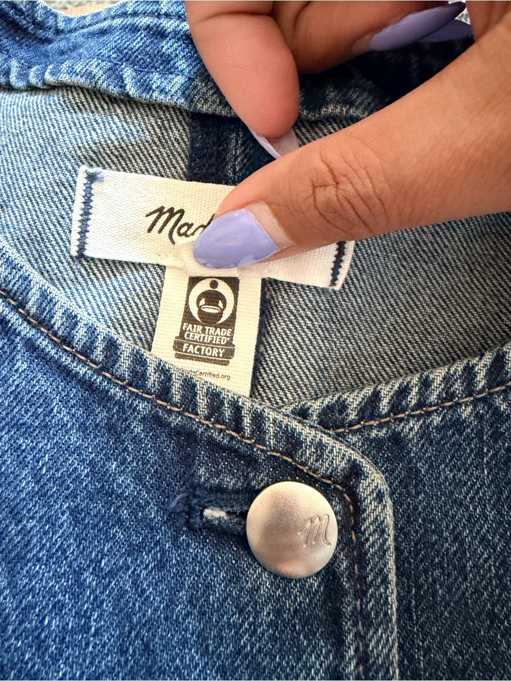Madewell Greendale Wash Denim Crewneck Vest Size 8 NWOT - Picture 12 of 14